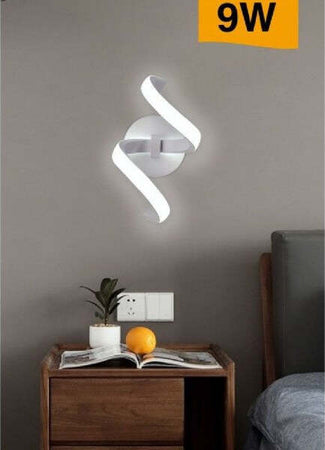 Applique-Led-Da-Muro-9-Watt-Curva-Spirale-Luce-Naturale-Fredda-Calda-E58-Bianca