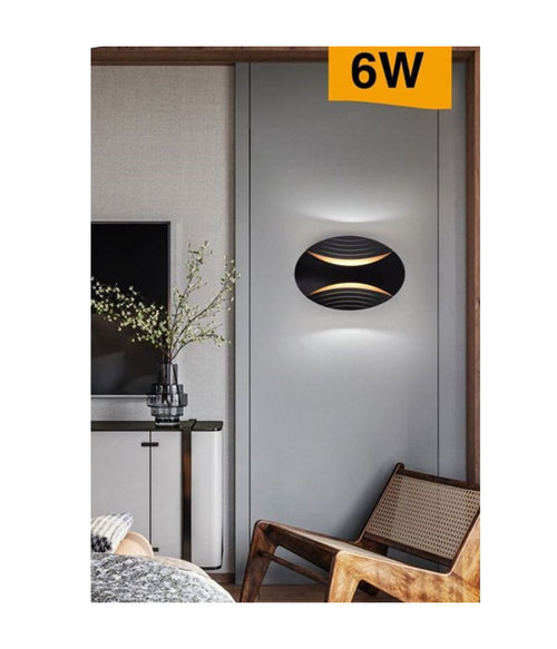 Applique Led Da Muro Doppia Emissione 6 W Lampada Ovale 3 Modalità Luce Aq15-n3c
