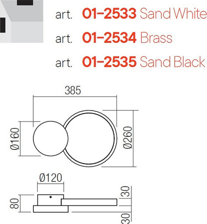 Applique-led-dimmerabile-Redo-Group-CRONOS-01-2533-2534-2535-3000°K-1372Lm-lampada-parete-soffitto-moderna