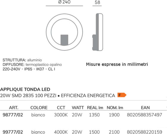 Applique-Led-esterno-moderna-Sovil-OMEGA-98777-BIANCO-LED-alluminio-lampada-parete