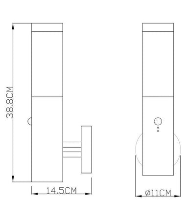 Applique Led Lampada E27 Parete Sensore Movimento Luce Esterni Giardino Ip44 230v