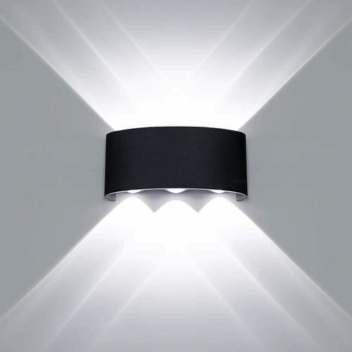Applique Led Luce Bianca 6500k Lampada 16 W 6 Cob Da Parete Esterno Interno Nero Universo