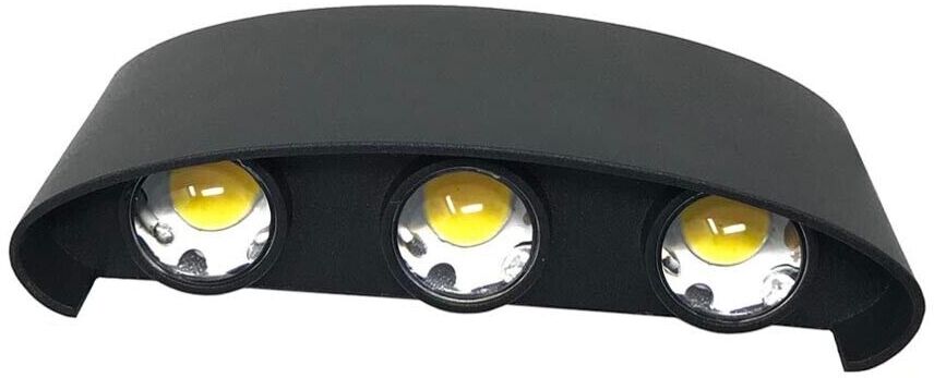 Applique Led Luce Bianca 6500k Lampada 16 W 6 Cob Da Parete Esterno Interno Nero Universo