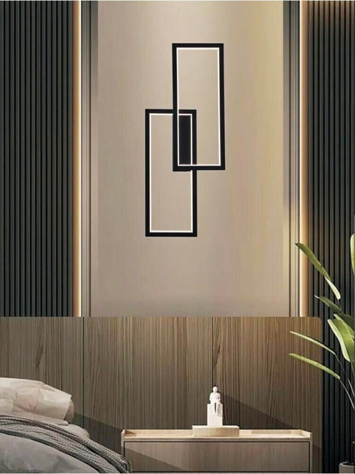 Applique Led Luce Bianca Calda Naturale Lampada Da Parete Rettangolare 32 W Nero