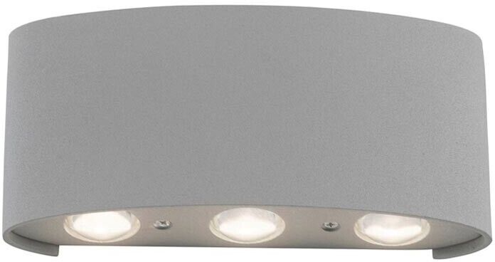 Applique Led Luce Bianca Faretto 16 W Lampada Da Parete 6 Cob Ip65 Grigio Es68gf Universo