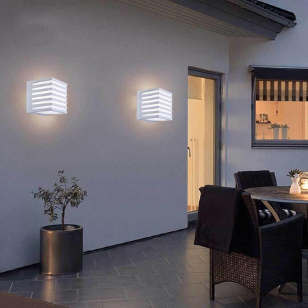 Applique Led Luce Bianca Lampada A Parete 10w Interno Esterno Cubo Bianco