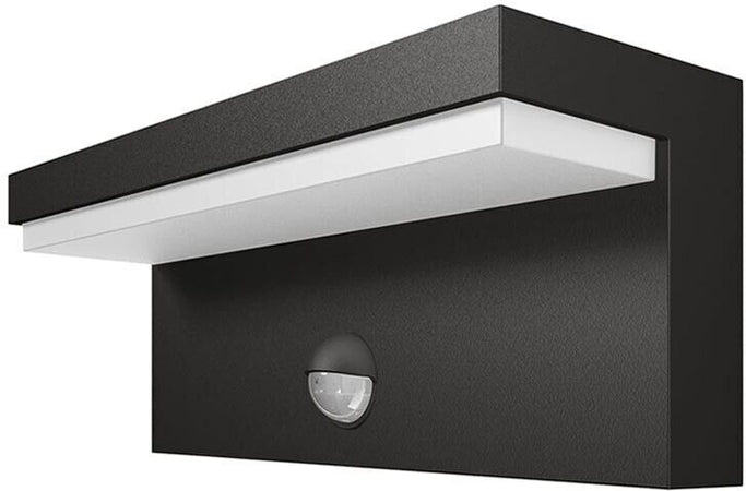 Applique Led Luce Calda 10w Lampada Con Sensore Rileva Movimento Ir Nero Ip54
