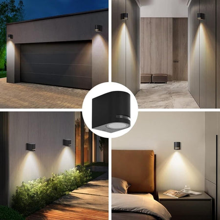 Applique Led Luce Calda Lampada Da Parete Muro Faretto Gu10 8 W Ip54 Nero Universo