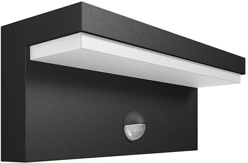 Applique Led Luce Naturale 10w Lampada Con Sensore Rileva Movimento Ir Nero Ip54
