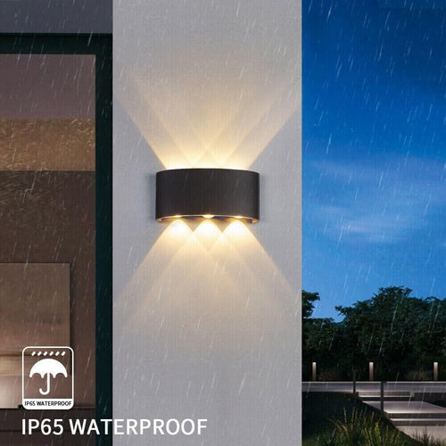 Applique Led Luce Naturale 4000k Lampada 16 W 6 Cob Da Parete Ip65 Nero Universo