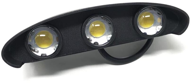Applique Led Luce Naturale 4000k Lampada 16 W 6 Cob Da Parete Ip65 Nero Universo