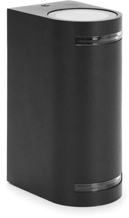 Applique Led Luce Naturale Lampada Da Parete Muro 2 X Faretto 8 W Gu10 Ip54 Nero Kovalmax