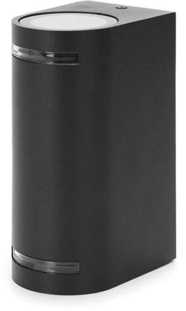 Applique Led Luce Naturale Lampada Da Parete Muro 2 X Faretto 8 W Gu10 Ip54 Nero Kovalmax