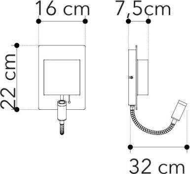 Applique-Led-Pop-Bianco/Nero-6W-480Lm-+-3W-100Lm-4000K-22X16X7,5Cm