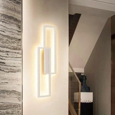 Applique Led Tre Tonalità Luce Bianca Calda Naturale Lampada Rettangolare Bianco