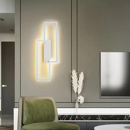 Applique Led Tre Tonalità Luce Bianca Calda Naturale Lampada Rettangolare Bianco