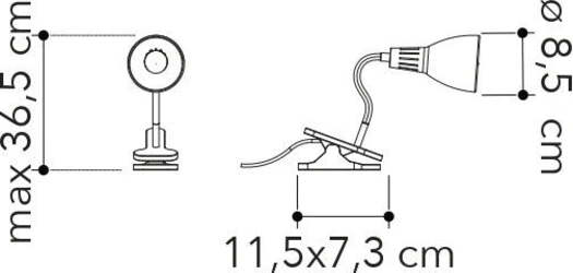 Applique-Logiko-Nero-Con-Pinza-1Xe14-11,5X36,5X7,3Cm