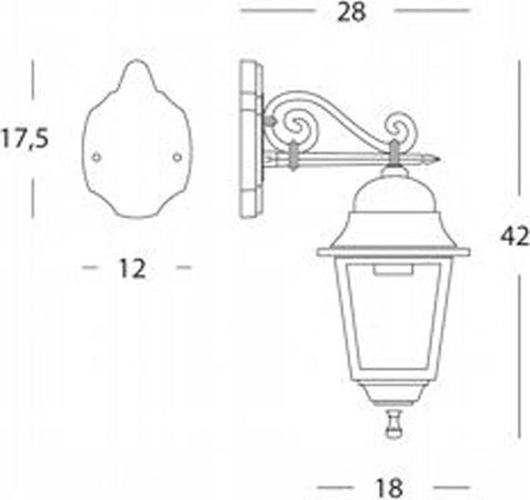 Applique-Media-In-Basso-Esterno-Old-Alluminio-E-Vetro-Bianco-E-Arg.-1-Luce-E27