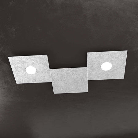 Applique-Moderna-3-Moduli-Eccentric-Metallo-Foglia-Argento-2-Luci-Gx53