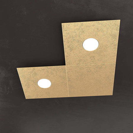 Applique-Moderna-3-Moduli-Eccentric-Metallo-Foglia-Oro-2-Luci-Gx53