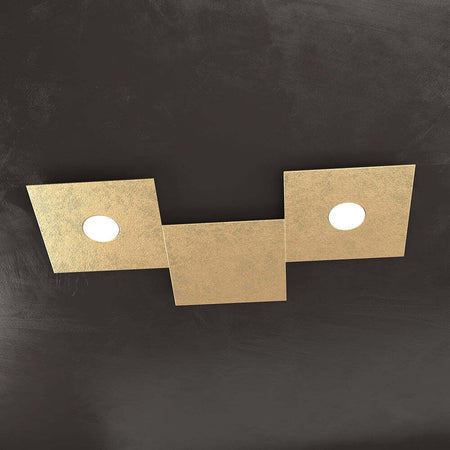 Applique-Moderna-3-Moduli-Eccentric-Metallo-Foglia-Oro-2-Luci-Gx53