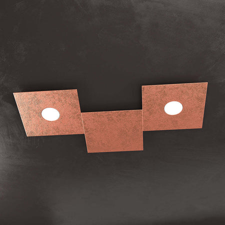 Applique-Moderna-3-Moduli-Eccentric-Metallo-Foglia-Rame-2-Luci-Gx53