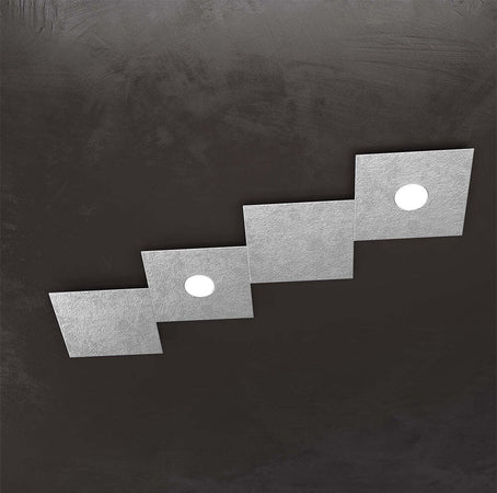 Applique-Moderna-4-Moduli-Eccentric-Metallo-Foglia-Argento-2-Luci-Gx53