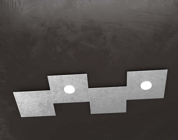 Applique-Moderna-4-Moduli-Eccentric-Metallo-Foglia-Argento-2-Luci-Gx53