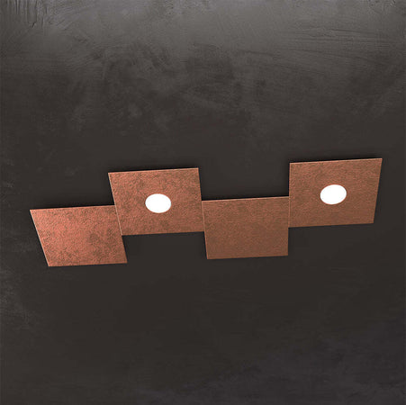 Applique-Moderna-4-Moduli-Eccentric-Metallo-Foglia-Rame-2-Luci-Gx53