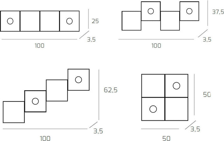 Applique-Moderna-4-Moduli-Eccentric-Metallo-Foglia-Rame-2-Luci-Gx53