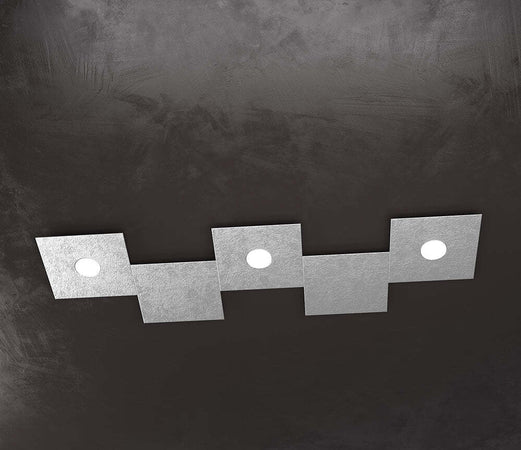Applique-Moderna-5-Moduli-Eccentric-Metallo-Foglia-Argento-3-Luci-Gx53