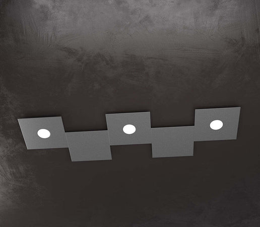 Applique-Moderna-5-Moduli-Eccentric-Metallo-Grigio-Antracite-3-Luci-Gx53