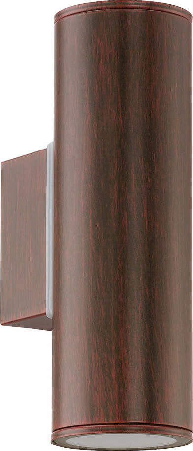 Applique-Moderna-Da-Esterno-Riga-2-Luci-Acciaio-Zincato-Marrone-Invecchiato