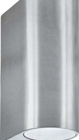 Applique-Moderna-Eiffel-Acciaio-Argento-Vetro-Trasparente-2-Luci-Gu10