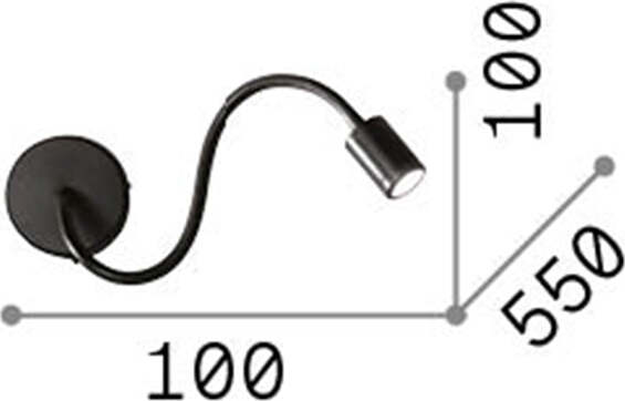 Applique-Moderna-Focus-1-Metallo-Nero-Led-4W-3000K-Luce-Calda