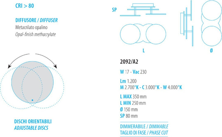 Applique-moderna-Fratelli-Braga-NUVOLA-2092-A2-LED-metacrilato-lampada-parete-orientabile