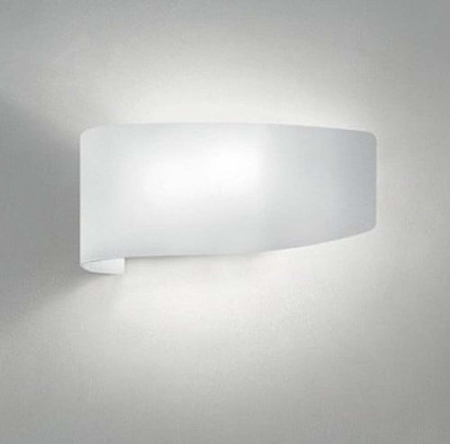 Applique-moderna-Fratelli-Braga-VIRGOLA-582-AV-E27-LED-vetro-biemissione-lampada-parete