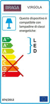 Applique-moderna-Fratelli-Braga-VIRGOLA-582-AV-E27-LED-vetro-biemissione-lampada-parete