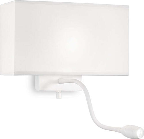 Applique-Moderna-Hotel-Metallo-Bianco-2-Luci-E27+Led-1,5W