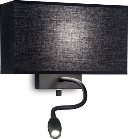 Applique-Moderna-Hotel-Metallo-Nero-2-Luci-E27+Led-1,5W