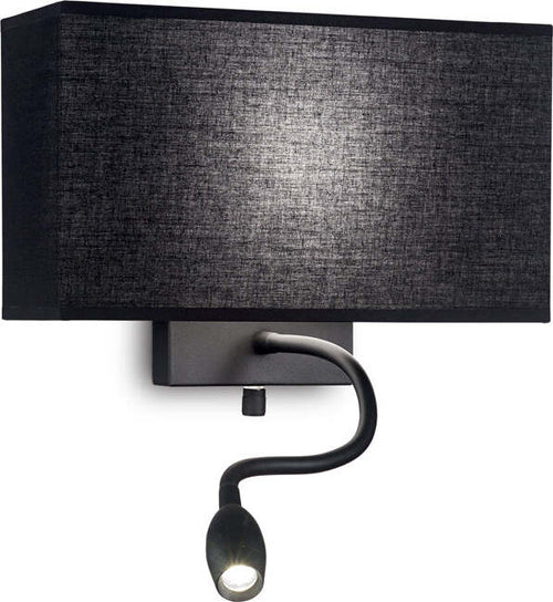 Applique-Moderna-Hotel-Metallo-Nero-2-Luci-E27+Led-1,5W
