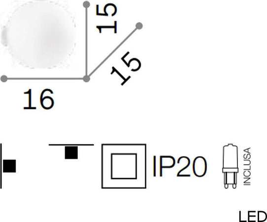Applique-moderna-Ideal-Lux-MAPA-BIANCO-AP1-059808-G9-LED-vetro-lampada-parete
