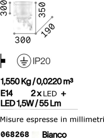 Applique-moderna-Ideal-Lux-OPERA-AP3-068268-E14-LED-metallo-PVC-cristallo-lampada-parete