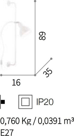Applique-moderna-Ideal-Lux-SHOWER-AP1-179643-E27-LED-metallo-lampada-parete-orientabile