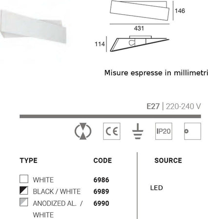 Applique-moderna-Linea-Light-Group-ZIG-ZAG-W-6986-6989-6990-E27-LED-metallo-lampada-da-parete