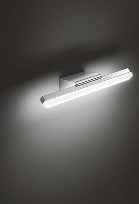 Applique-Moderna-Metallo-Bold-Cromo-Lucido-Led-Luce-Calda-Piccola