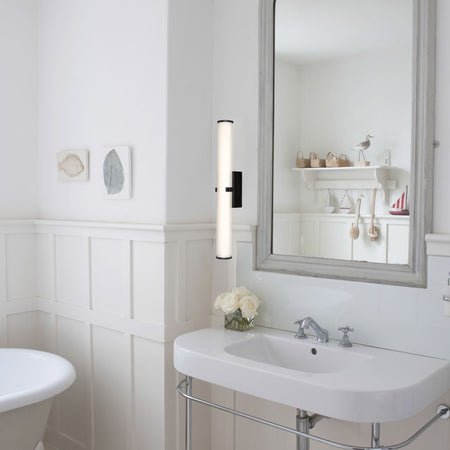 Applique-Moderna-Morsetto-Acciaio-Nero-Vetro-Bianco-Led-23W-3000K