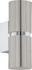 Applique-Moderna-Passa-2-Luci-Acciaio-Grigio-E-Cromo-Opaco-Diffusori-Tondi