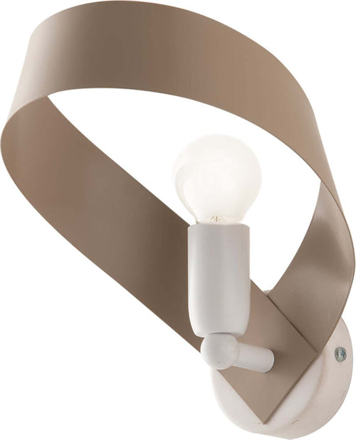 Applique-Moderna-Primula-1-Luce-In-Ferro-Laccato-Bianco-E-Tortora