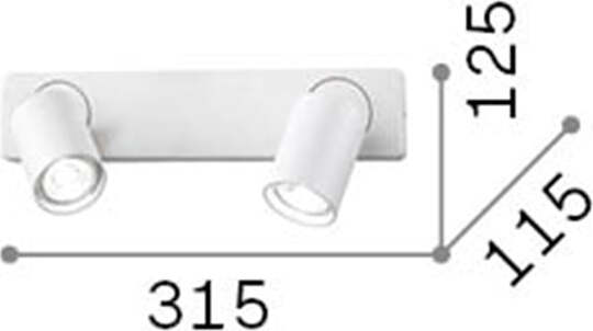 Applique-Moderna-Rudy-Metallo-Bianco-2-Luci-7W-3000K-Luce-Calda